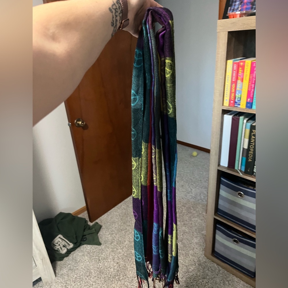 Multicolor Peace Sign Scarf